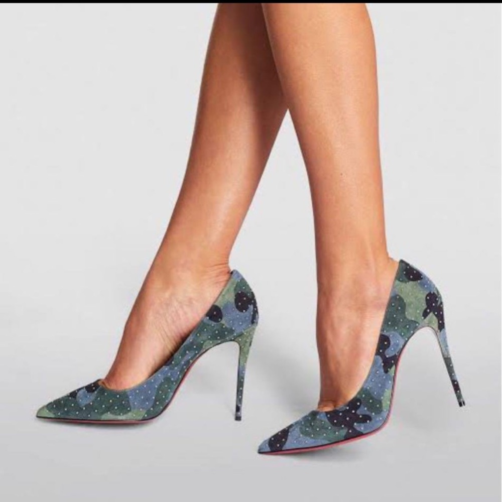 Christian Louboutin Kate plume suede pumps heels camo 35.5 - Picture 11 of 13